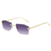 (6 PACK) Wholesale Sunglasses New Arrival Rimless Unique Fashion Cut Edge Metal Women 2024 - BulkSunglassesWholesale.com - Gold Frame Gradient Black Lens